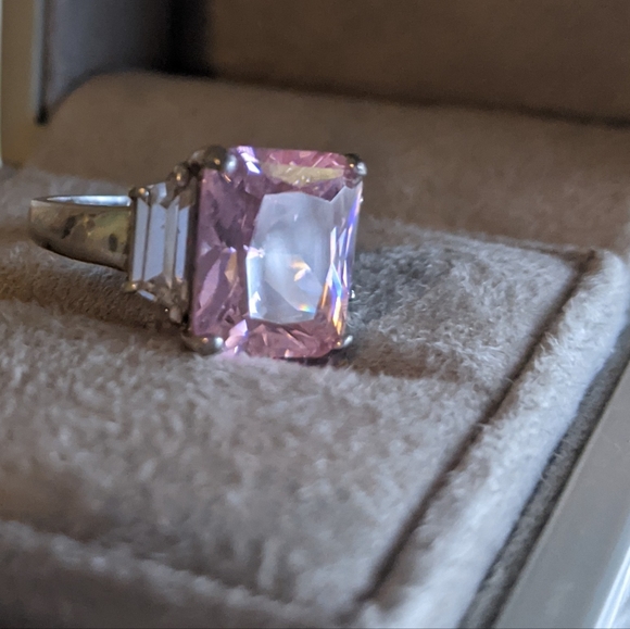 Sterling Silver Lab Created Sapphire Ring Size 6.5 - Picture 2 of 6